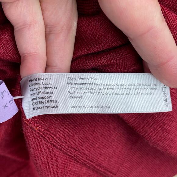 Eileen Fisher 100% Merino Wool Cowl Neck Sweater Dress Size 2X Deep Wine Red - Picture 4 of 6